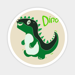 cartoon style illustration of a cute green dinosaurs Magnet